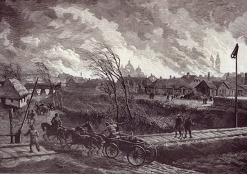 The Burning of Stry, nära Lemberg, från The Illustrated London News, 1 maj 1845